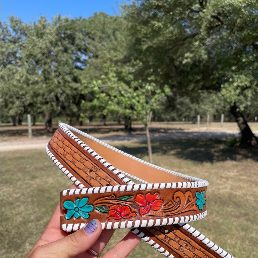 Custom never worn leather belt.